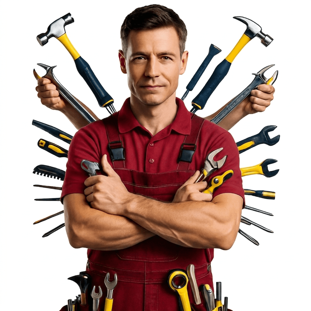 Carpenter measuring and fixing on-site