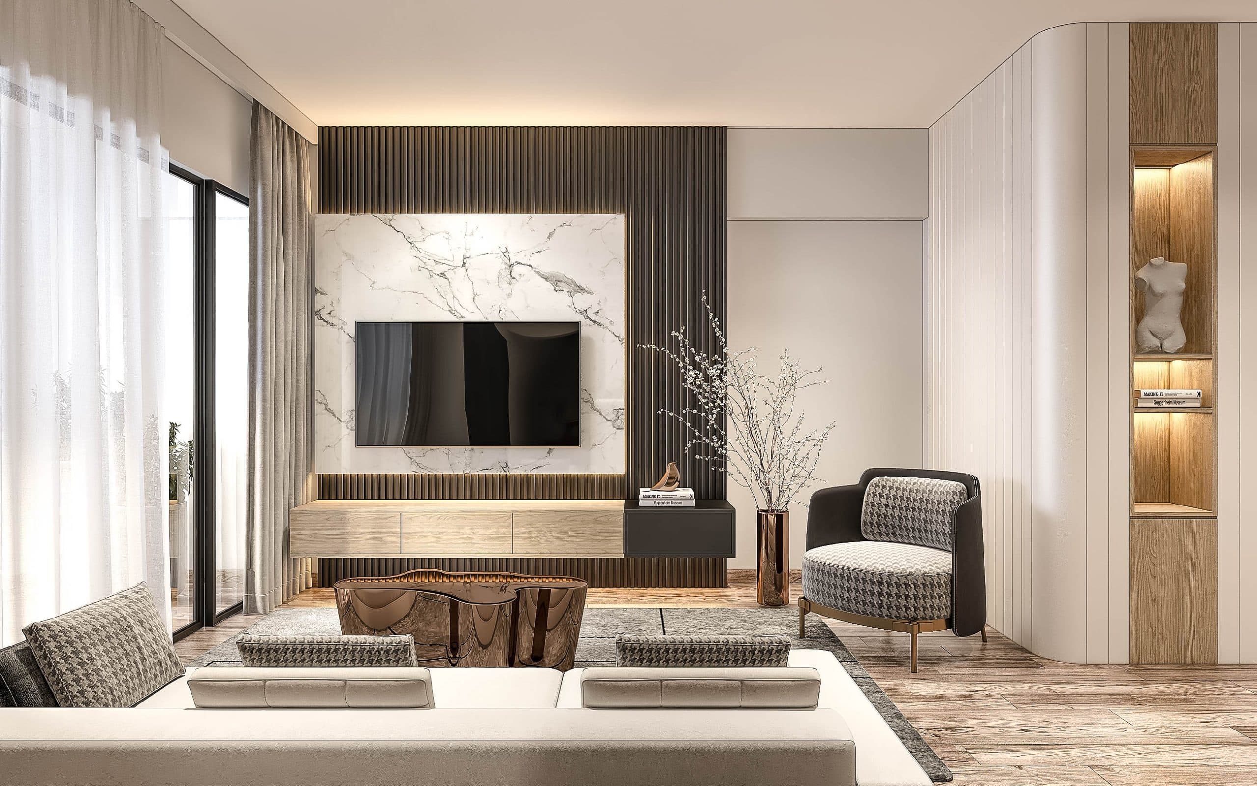 Fluted Panel Feature Wall